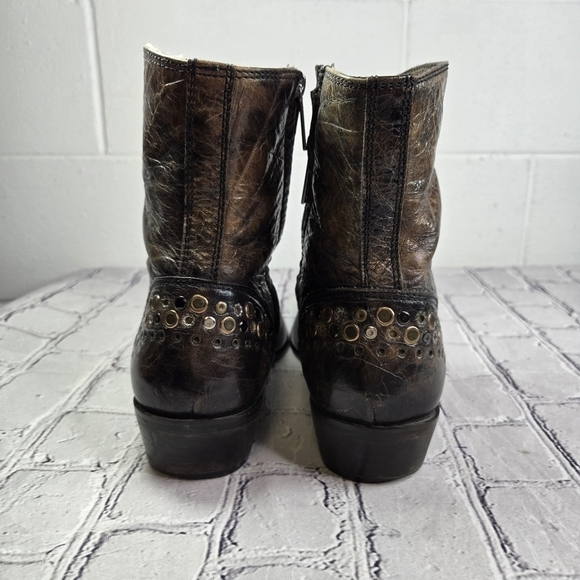 Donald Pliner western couture croc embossed leather studded ankle boots main image 4